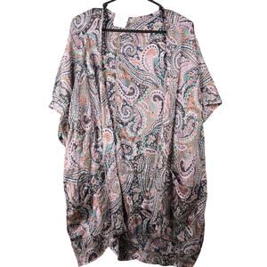 Pins And Needles Women Kimono Multicolor Paisley Open Front 3/4 Sleeve XS/S